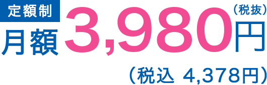 定額制月額3,980円(税抜)