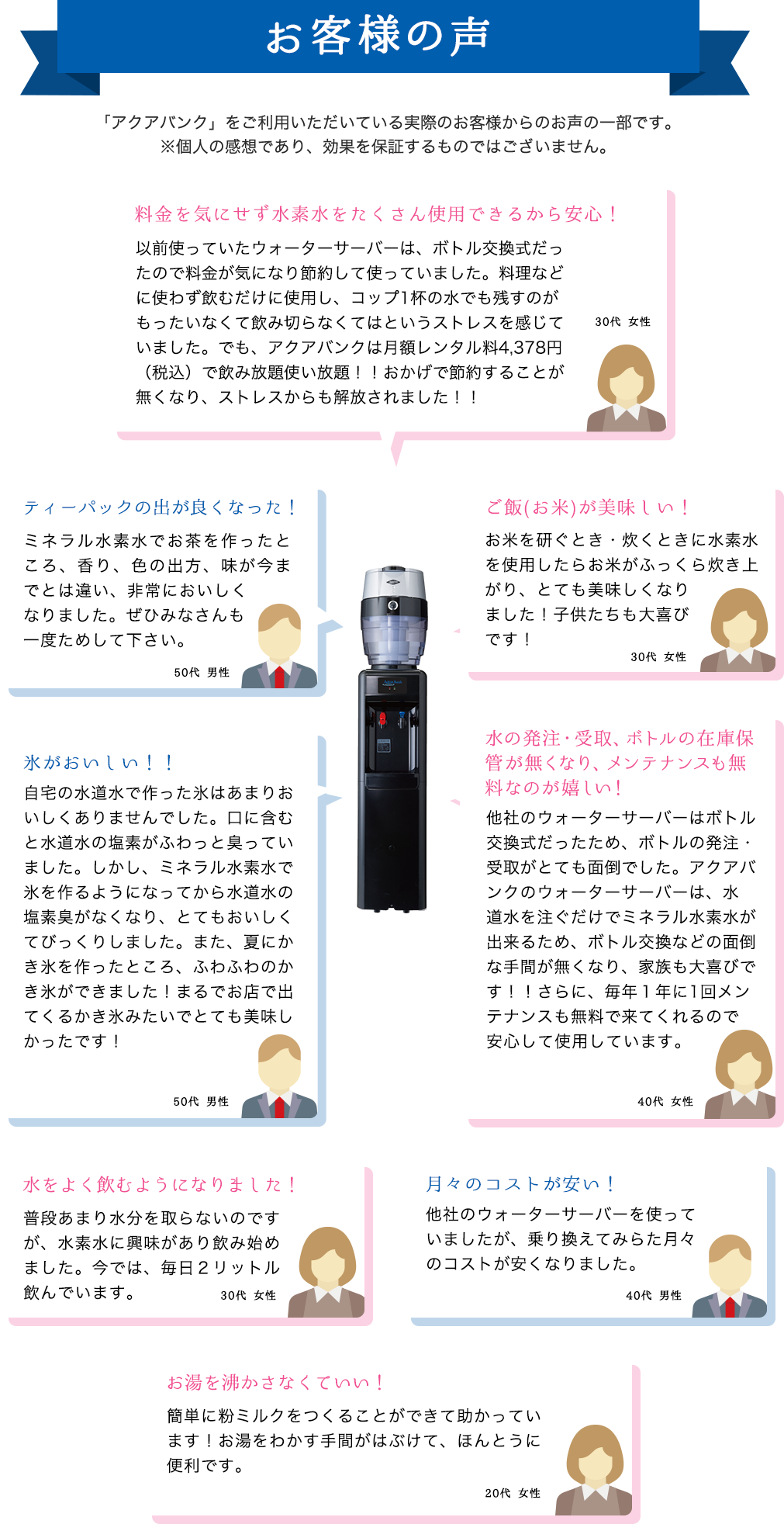 アクアバンクの口コミ・お客様の声